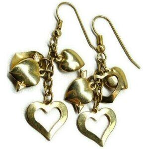 Dangle Hearts Gold Tone Vertical Drop Dangle Hook Earrings Womans